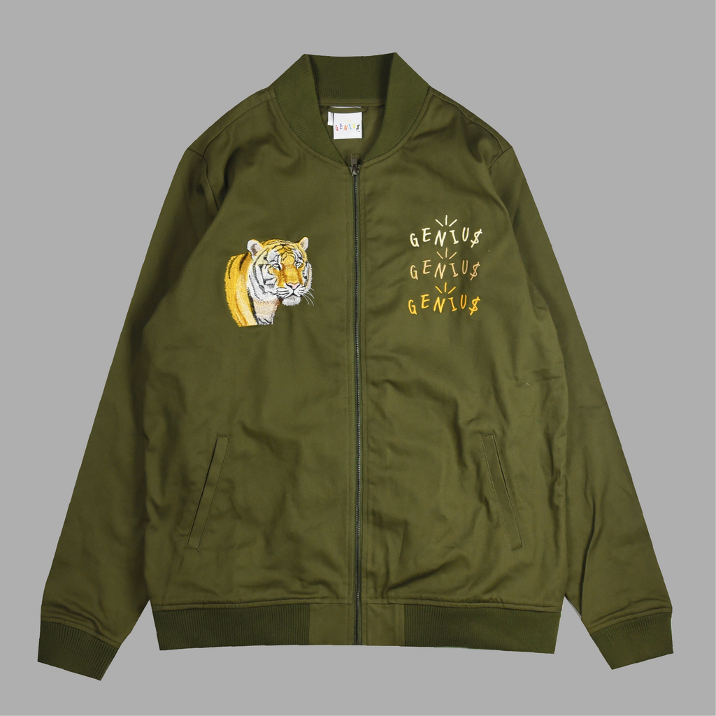 TIGER BOMBER JACKET (OLIVE)